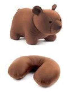 Brown Bear Zip & Flip Travel Pillow
