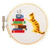 Cat and Books Mini Cross Stitch Embroidery