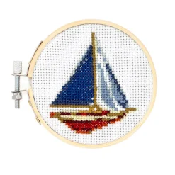 Sailboat Mini Cross Stitch Embroidery Kit