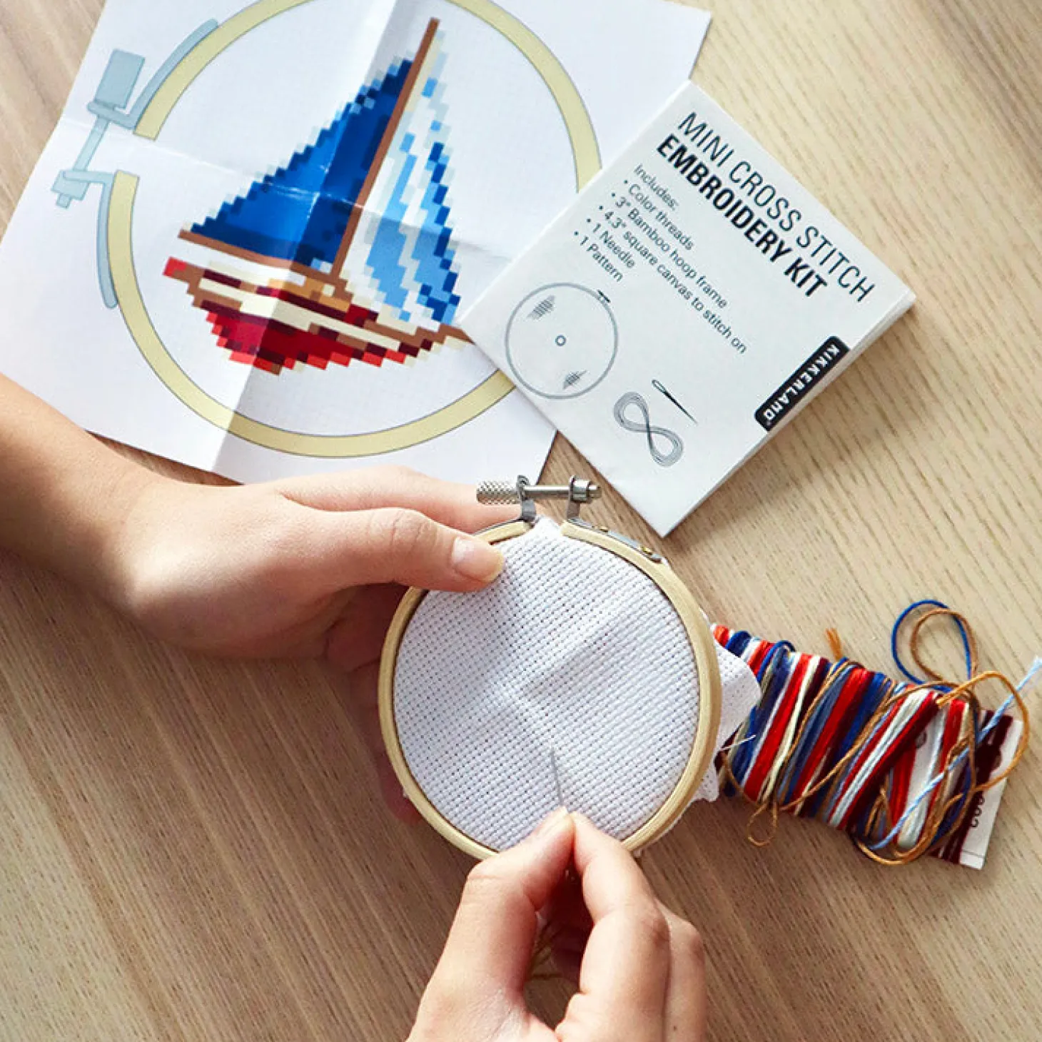 Sailboat Mini Cross Stitch Embroidery Kit