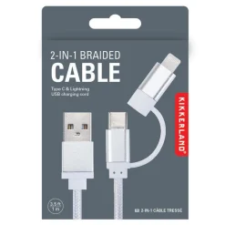 Silver 2-in-1 Braided Cable