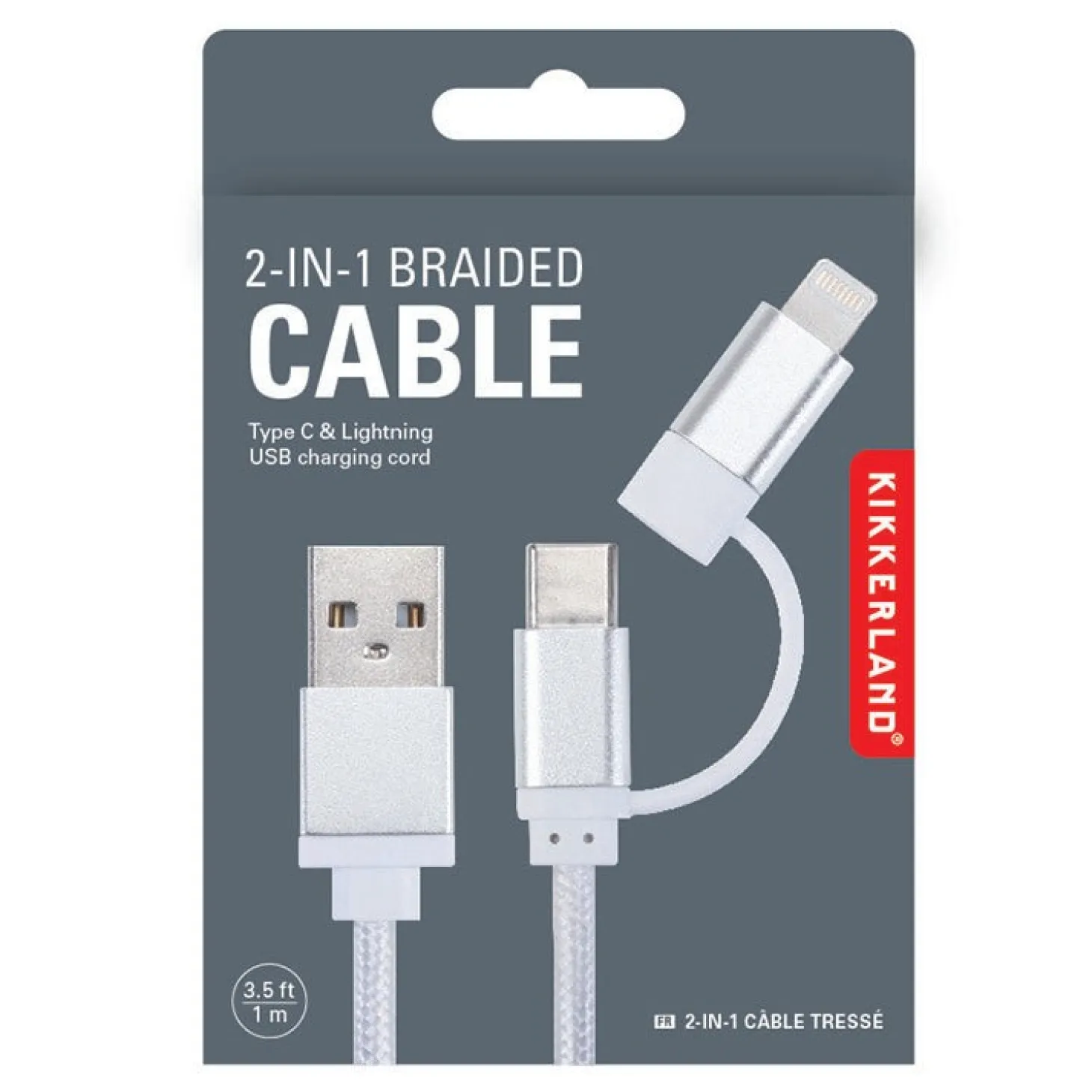 Silver 2-in-1 Braided Cable