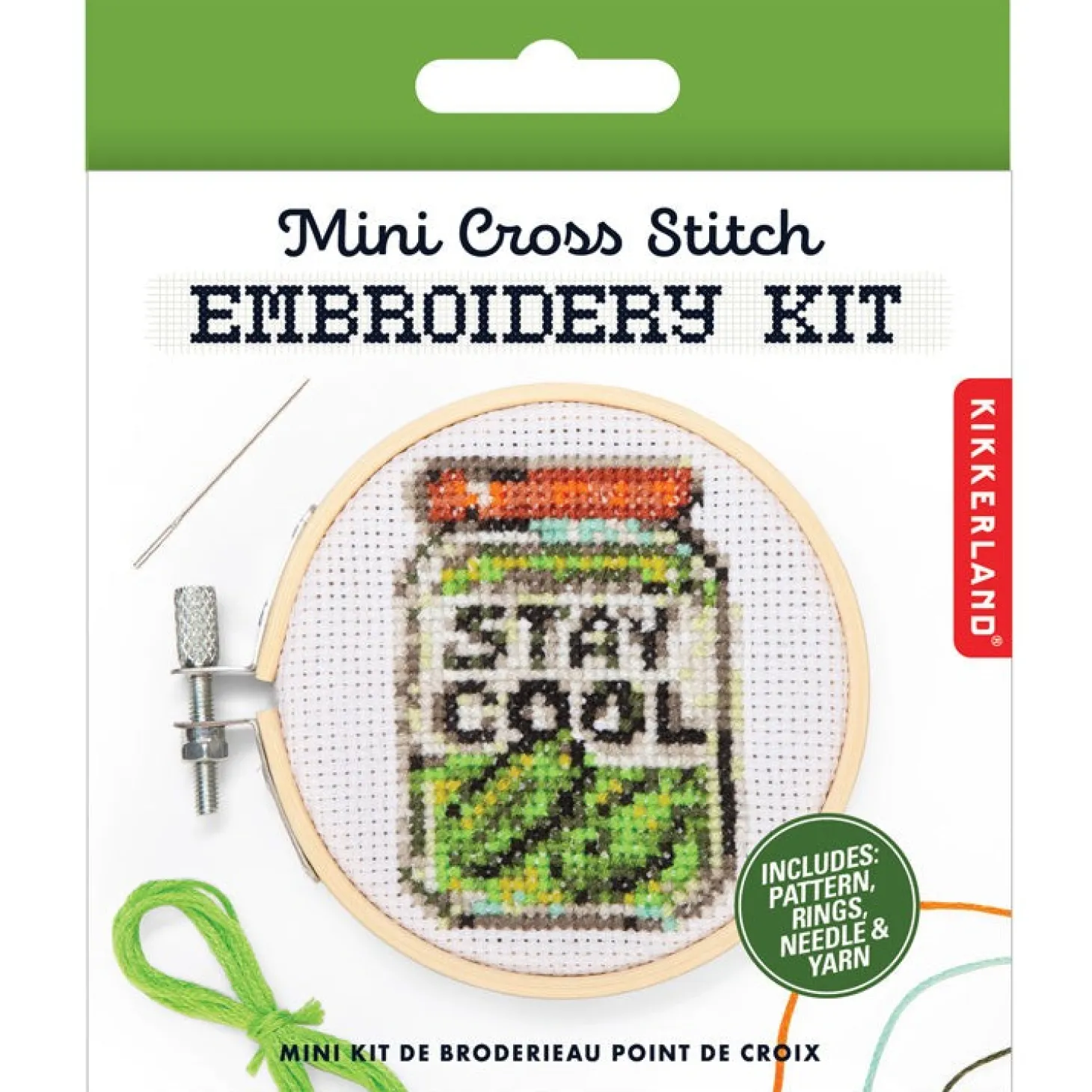 Stay Cool Pickle Mini Cross Stitch Embroidery