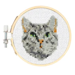 Tabby Cat Mini Cross Stitch Embroidery Kit